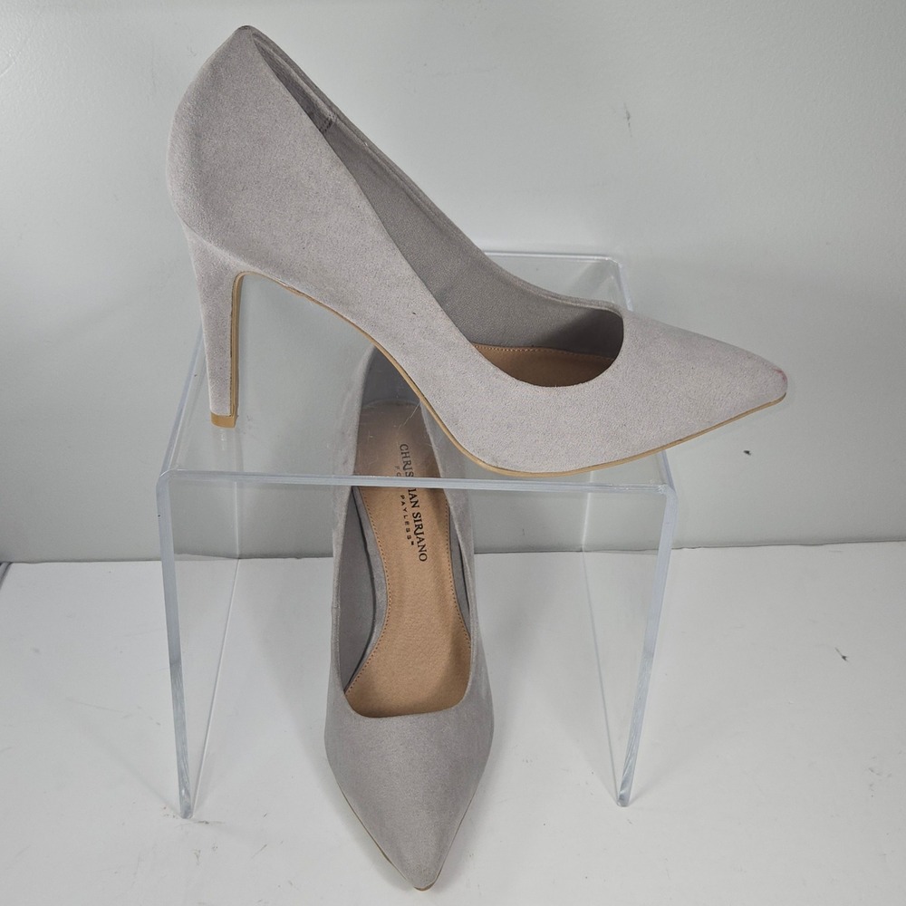 Christian Siriano for Payless Womens Gray Faux Suede Pointed‎ Toe Pumps Size 10